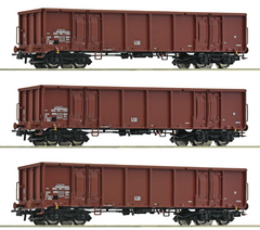 Roco 6600103 3-tlg. Set Offene Güterwagen DR Epoche IV H0