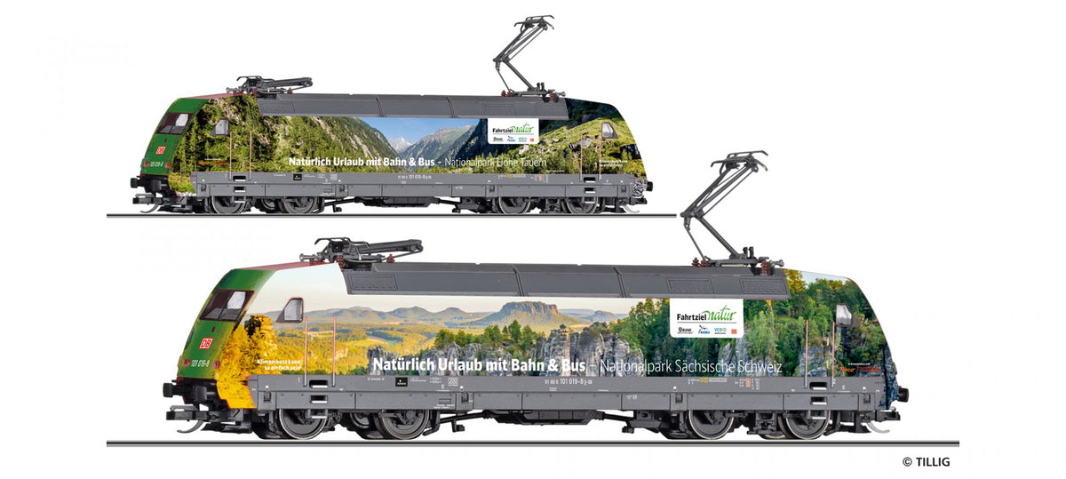 Tillig 02321, E-Lok 101 019-8 'Fahrziel Natur', DBAG, Ep.VI 'Sächsische Schweiz' / TT