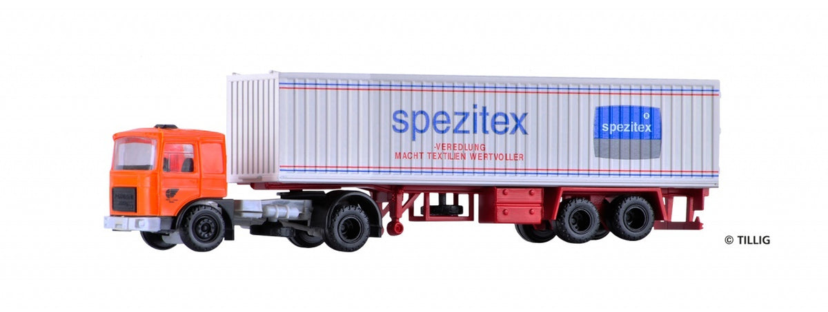 Tillig 08713, LKW ROMAN mit Kofferauflieger "Spezitex / VEB Kraftverk. Meißen" , / TT