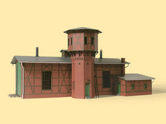 Auhagen 11400, Lokschuppen mit Wasserturm, Bausatz / H0