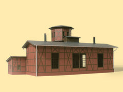 Auhagen 11400, Lokschuppen mit Wasserturm, Bausatz / H0