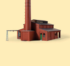 Auhagen 11431, Heizhaus mit Schornstein, Bausatz / H0