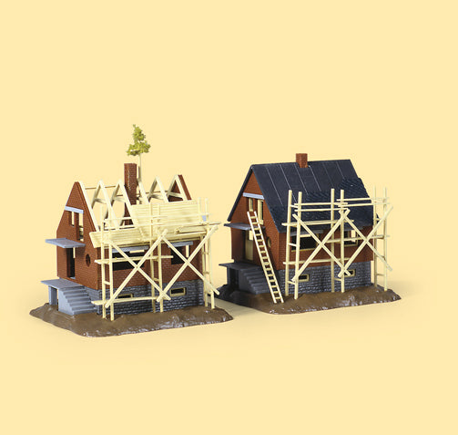 Auhagen 12215, 2 Rohbausiedlungshäuser, Bausatz, H0 / TT