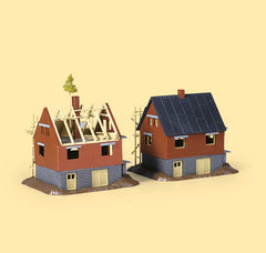 Auhagen 12215, 2 Rohbausiedlungshäuser, Bausatz, H0 / TT