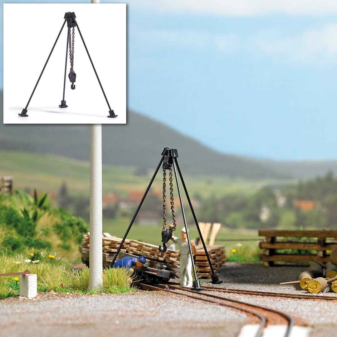 Busch 12374, Dreibock mit Kettenzug, Bausatz / H0