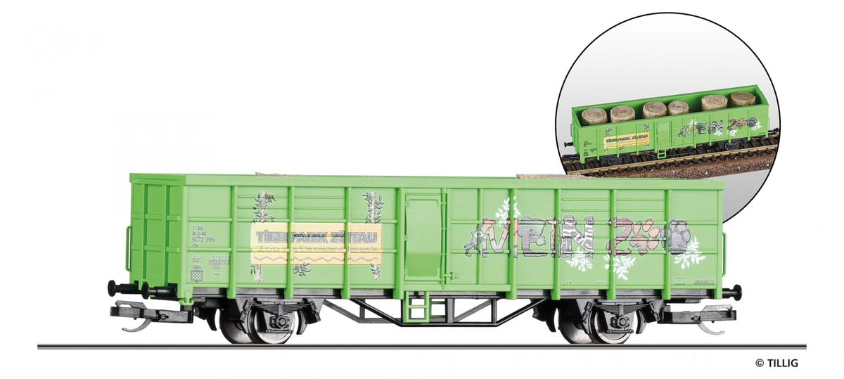 Tillig 14901, START-Offener Güterwagen Fbs mit Heuballen, Mein Zoo, Ep.VI / TT