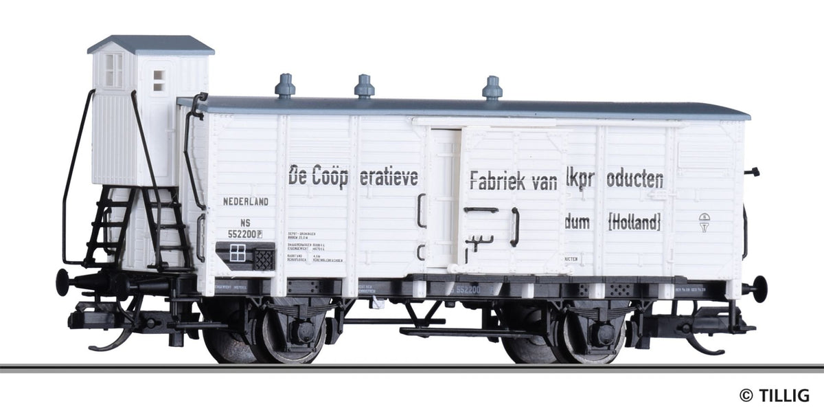 Tillig, 17383, Wärmeschutzwagen "Cooperatieve Fabriek van Melkproducten", eingestellt bei der NS, TT
