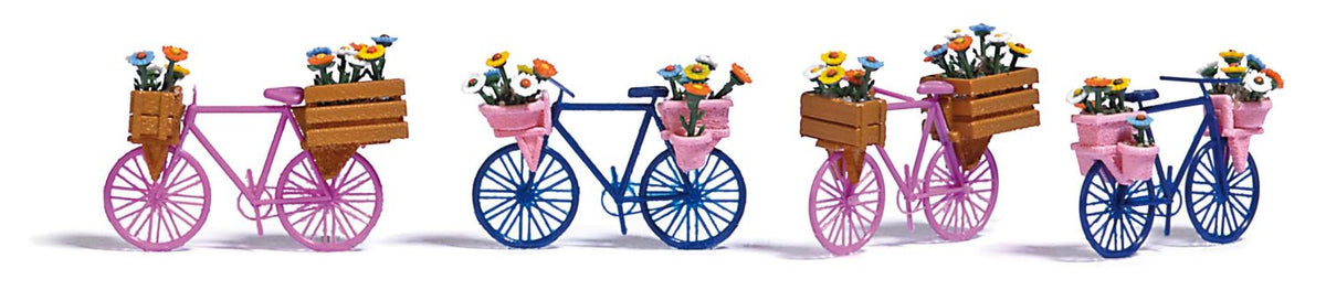 Busch 1820, Blumen-Fahrräder, 4 Stück, Bausatz / H0
