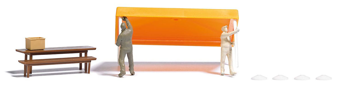 Busch 1821, Marktstand Aufbau, Bausatz / H0