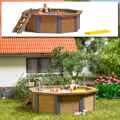 Busch 1832, Gartenpool mit Familie / H0