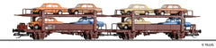 Tillig, 18592, Autotransportwagen-Einheit Laaek 4357 mit 8 PKW Lada 1200, DR, Ep.IV, TT