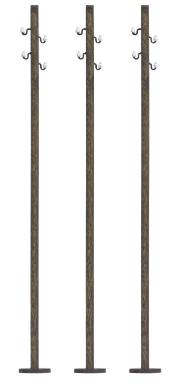 BUSCH 1754 Freileitung – 3 gerade Holzmasten, Spur H0, 1:87