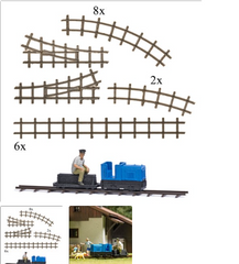 BUSCH 79828 Action Set „Gartenbahn“ – Feldbahn Gmeinder 15/18, Spur H0, 1:87