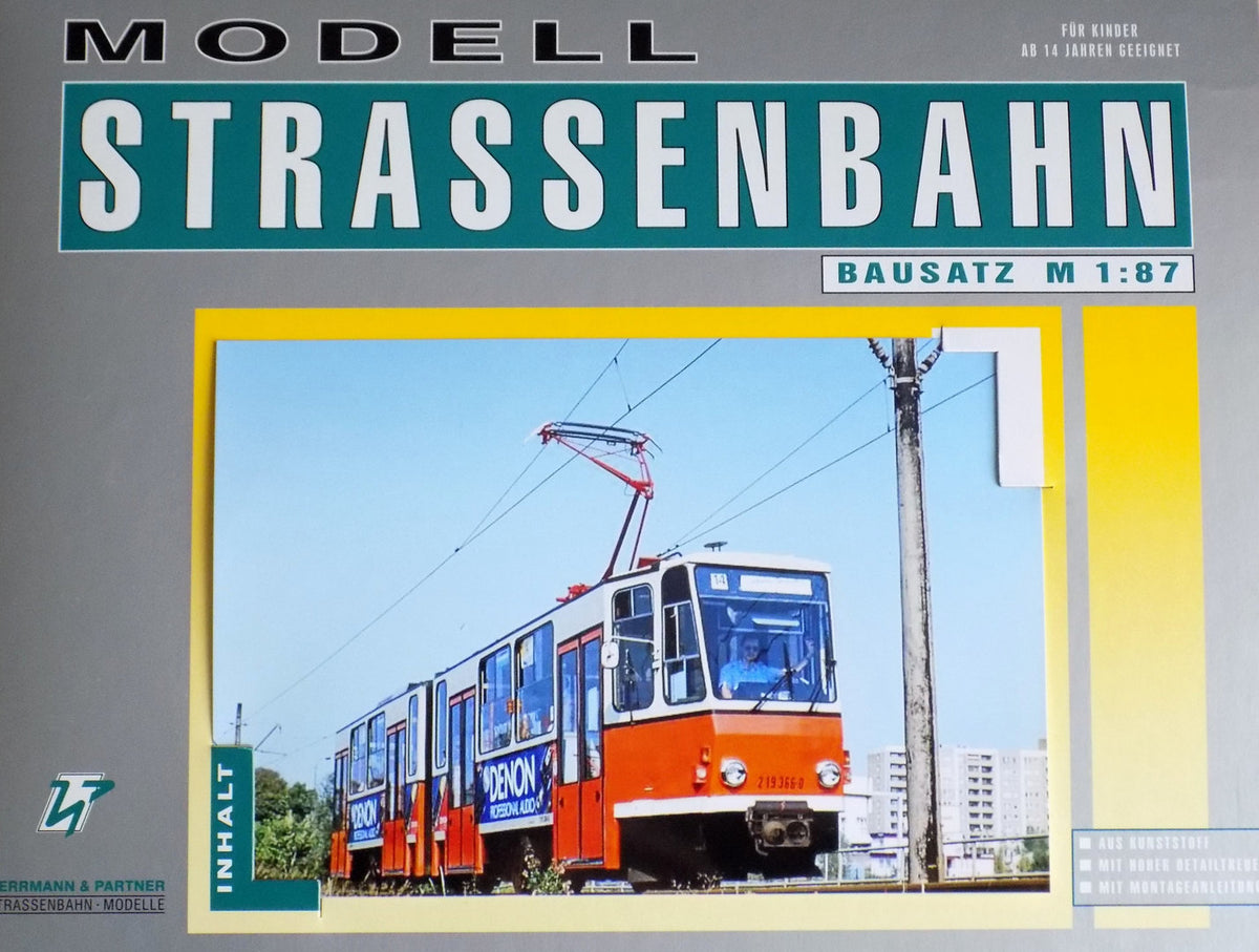 Herrmann & Partner 22070/B, Straßenbahn Tatra KT4D, Berlin – Probelack mod., Bausatz / H0