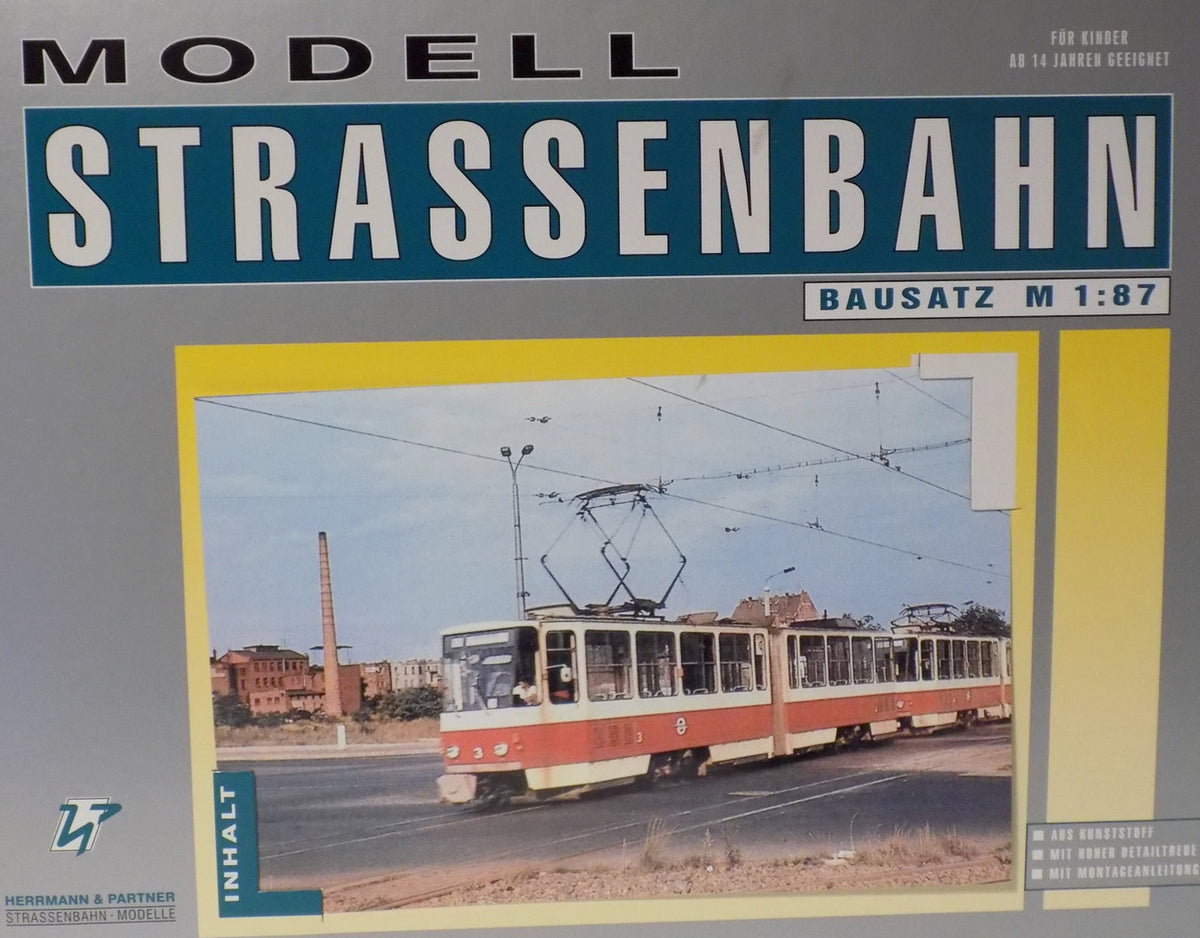 Herrmann & Partner 22072/C, Straßenbahn – Modell TATRA KT4D, Typ. Cottbus, / H0
