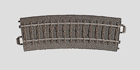 Märklin, 24215, gebogenes Gleis, R2 = 437,5 mm / 15°.