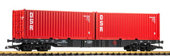 Piko 37755, Containertragwagen mit 2x 20' Containern 'DSR', DR, Ep.IV / G