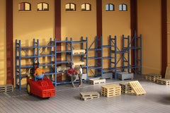 Auhagen 41660, Schwerlastregal und Paletten, Bausatz / H0