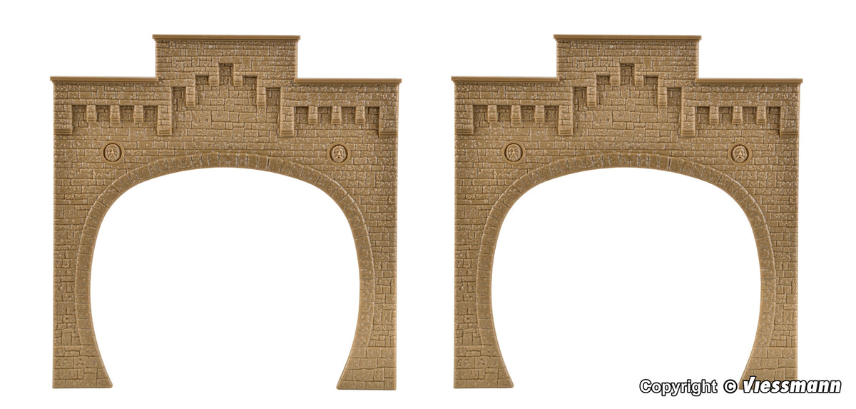 Vollmer 42503, Tunnelportal mit Aufsatz, zweigleisig, 2 Stück / H0