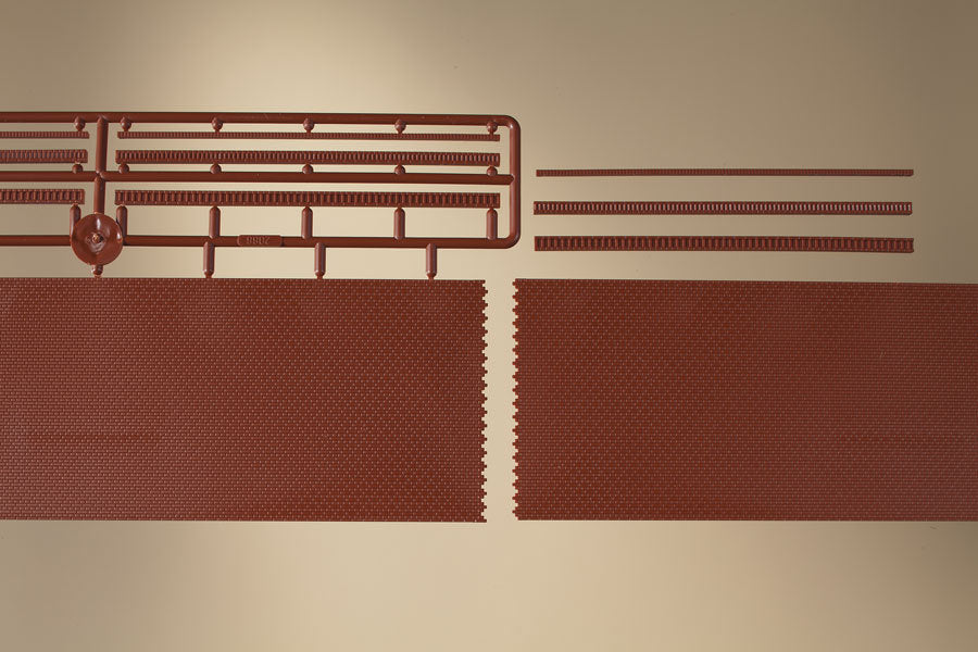 Auhagen 43658, Ziegelmauern mit Zahnfriesvarianten, Bausatz / TT