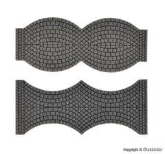 Vollmer 48244, Straßenplatte Kopfsteinpflaster aus Steinkunst, je 2 Endstücke,