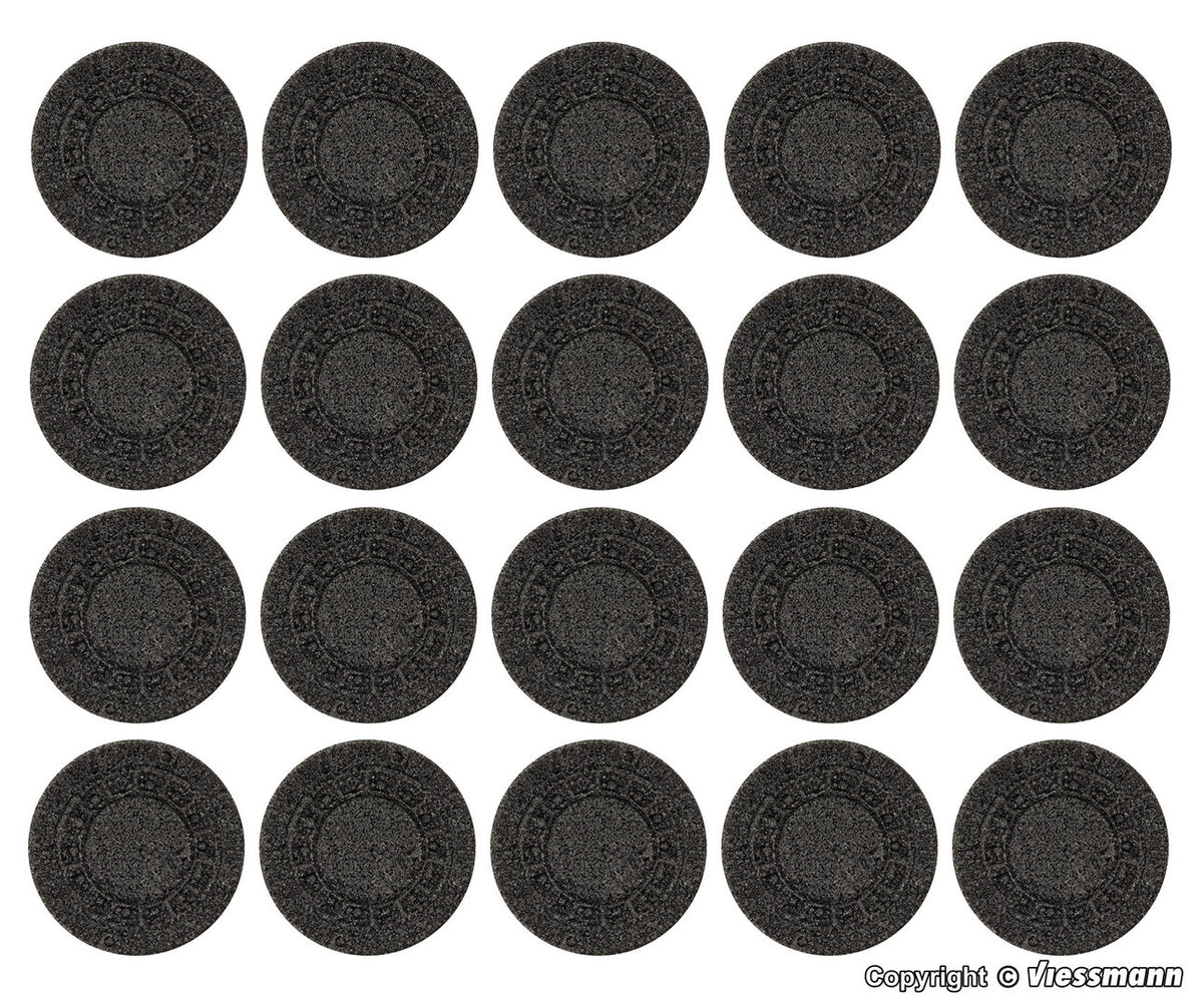 Vollmer 48283, Set Gullideckel aus Steinkunst, 20 Stück / H0