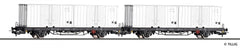 Tillig 70056, 2er Set Containertragwagen Post aa-t/12,8, DR, Ep.IV / H0