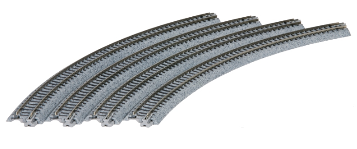 Kato 78108, Gleis gebogen R 718-15°, 4 Stück