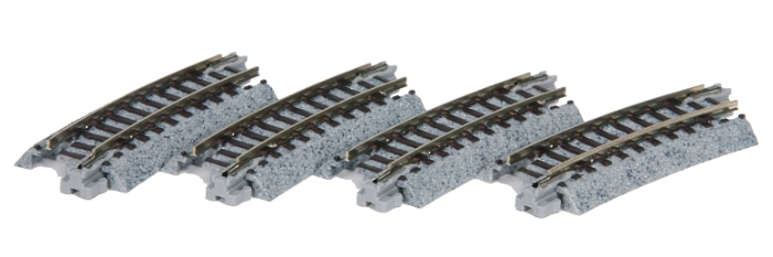 Kato 78113, Gleis gebogen R 216-15°, 4 Stück, / N