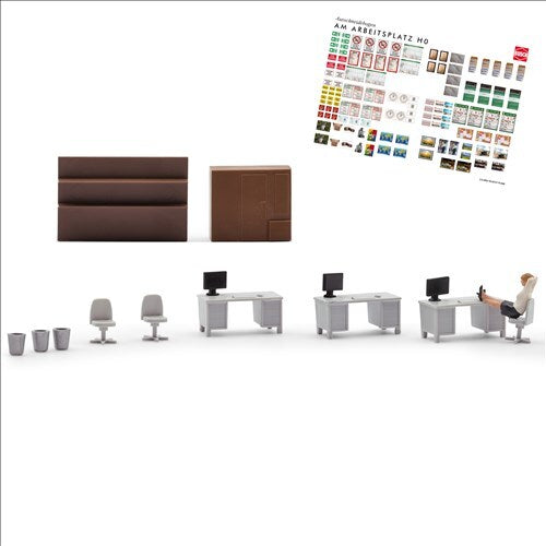 Busch 79907, Aktion-Set: Feierabend im Büro, Bausatz / H0