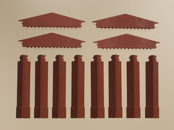 Auhagen, 80412, Giebel klein und Ecksäulen kurz rot, Bausatz / H0 - BKS