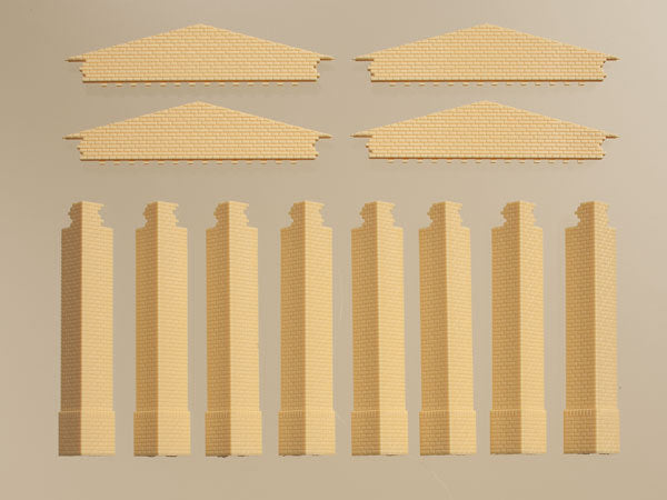 Auhagen, 80413, Giebel klein und Ecksäulen kurz gelb, Bausatz / H0 - BKS