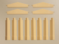 Auhagen, 80413, Giebel klein und Ecksäulen kurz gelb, Bausatz / H0 - BKS