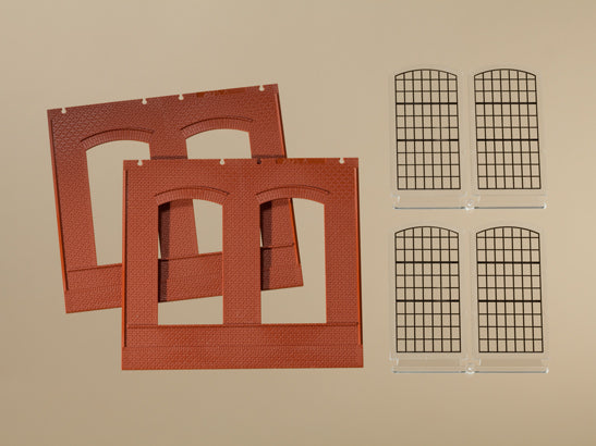 Auhagen, 80503, Wände 2325A rot, Industriefenster E, Bausatz / H0 - BKS