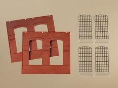 Auhagen, 80504, Wände 2326B rot, Industriefenster E, Bausatz / H0 - BKS