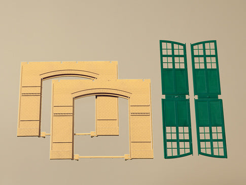 Auhagen, 80605, Wände 2326A gelb, Tore I grün, Bausatz / H0 - BKS