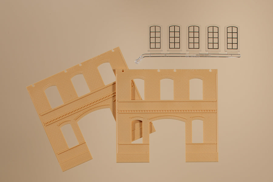 Auhagen, 80623, Wände 2391C gelb, Industriefenster L, Bausatz / H0 - BKS