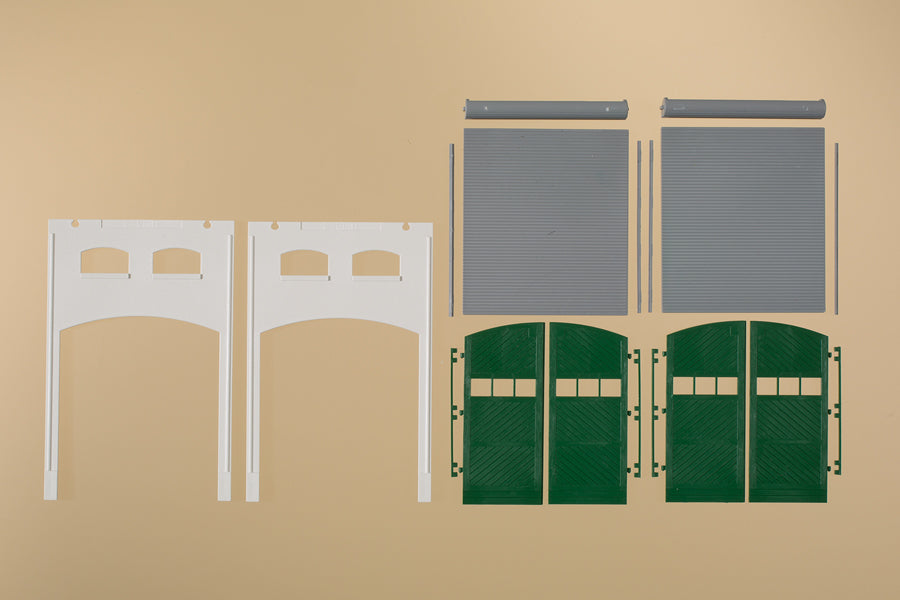 Auhagen, 80729, Wände 2391H geputzt, Tore L grün, Bausatz / H0 - BKS