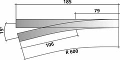 Tillig 82322, Weiche links 15°, Abzweig 15°, Radius 600, Länge 185 mm / H0