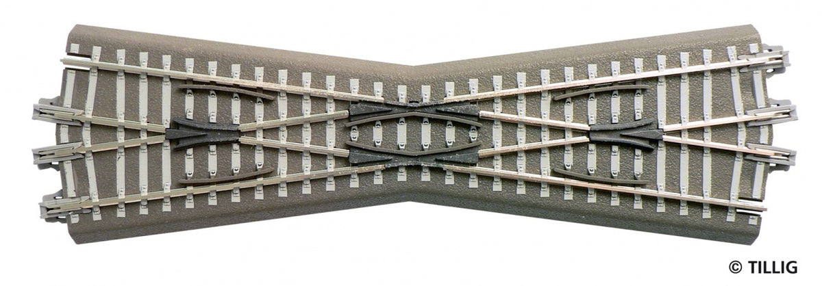 Tillig 83760, Kreuzung Bettungsgleis, 166mm, 15°, / TT - H0m