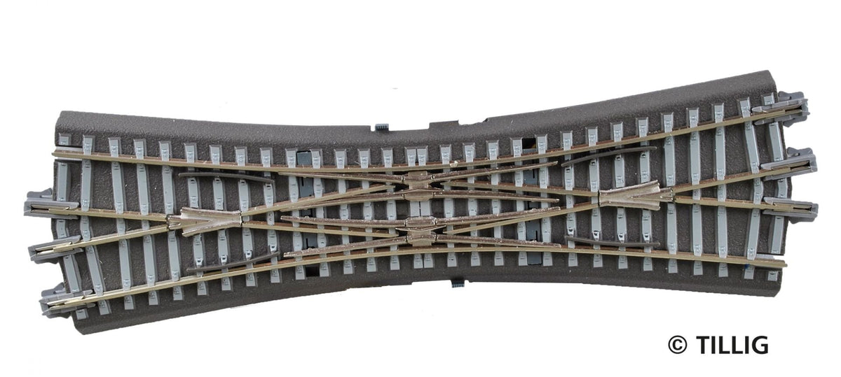 Tillig 83792, Doppelkreuzungsweiche ohne Antrieb, Bettungsgleis grau / TT - H0m