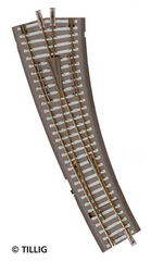 Tillig 83861, Innenbogenweiche, Bettungsgleis, rechts 15° / TT - H0m