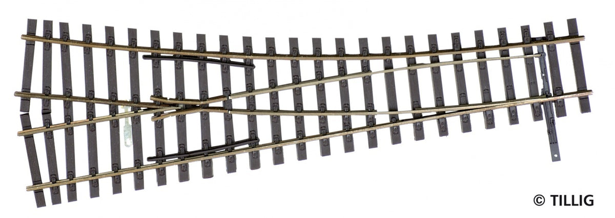 Tillig 85323, Weiche EW2 rechts, Herzstückwinkel 15°, Abzweig 15° / H0