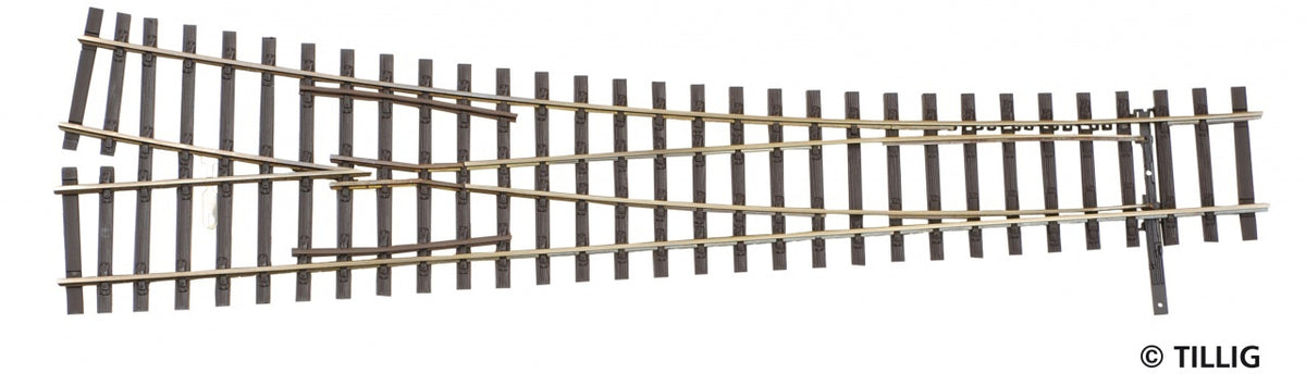 Tillig 85343, Weiche rechts, Herzstückwinkel 11°, Abzweig 15°, / H0