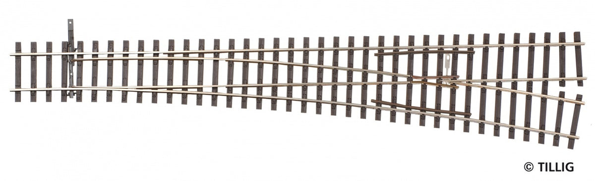 Tillig 85351, Weiche rechts, Herzstückwinkel 9°, Abzweig 12°, / H0