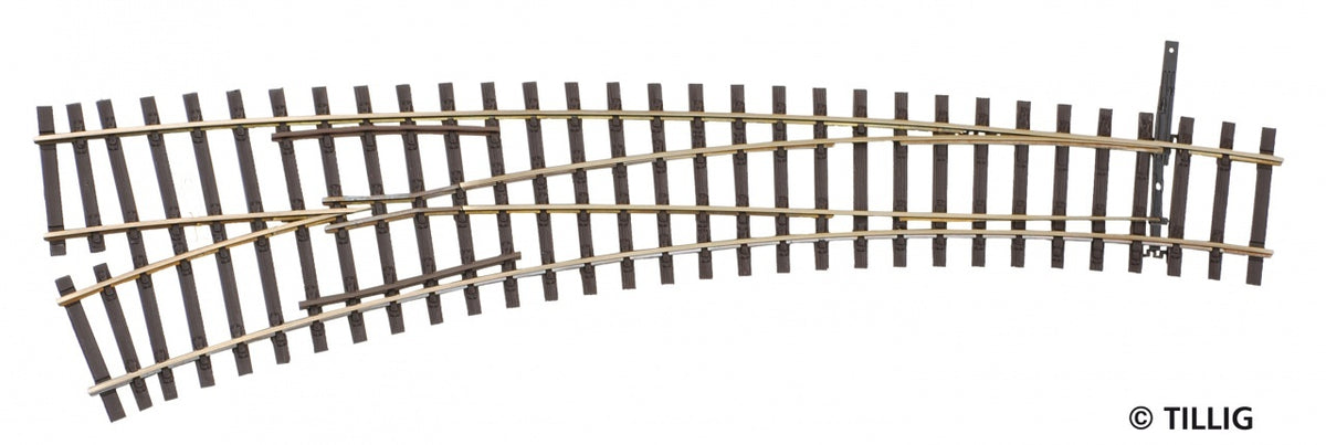 Tillig 85364,Innenbogenweiche links 15°/30°,Herzstückwinkel 11°,Abzweig 15°, H0