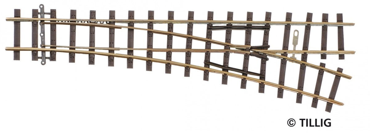 Tillig 85631, Weiche rechts, 18°, Abzweig 18°, Radius 490, Länge 155 mm / H0m