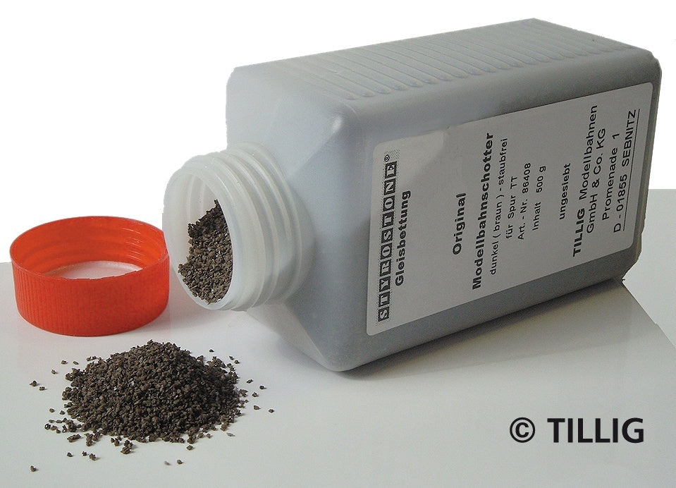 Tillig 86406, Schotter dunkel (braun), 500 g / TT