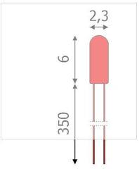 Tams Elektronik, 80-10104-05, Kabellämpchen, T2.3 mm, 16 V, 30 mA, rot