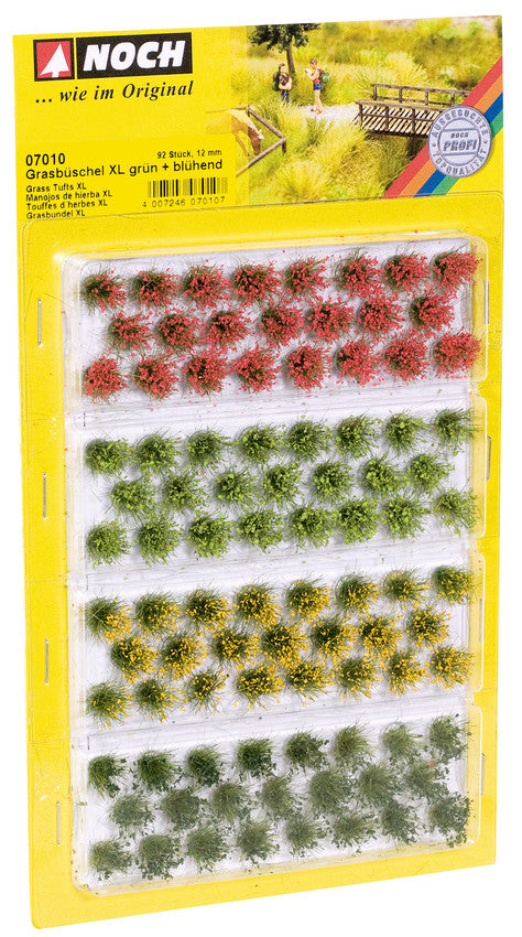 NOCH 07010 Grasbüschel 12 mm – blühend, 4 Farben, 92 Stück